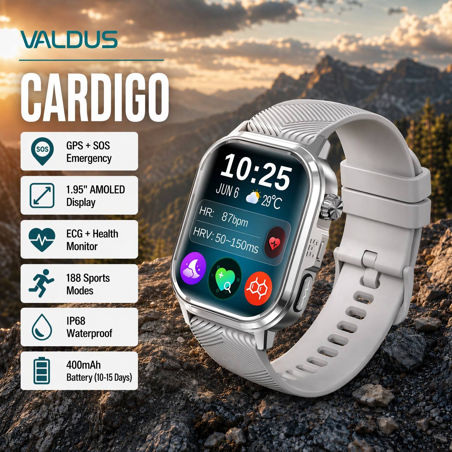Smartwatch Custom - Reloj Inteligente VALDUS CARDIGO para Hombre